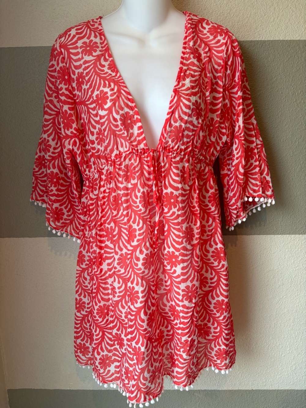 Milly Cabana Women’s Medium Made in USA Swim Cover Up Dress Caftan Silk Cotton